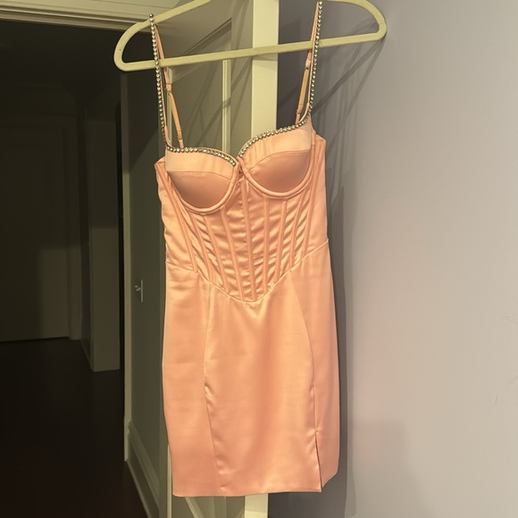 Oh Polly MAEVE Corset Mini Dress in Blush size: US 4 good condition worn once - Picture 3 of 4
